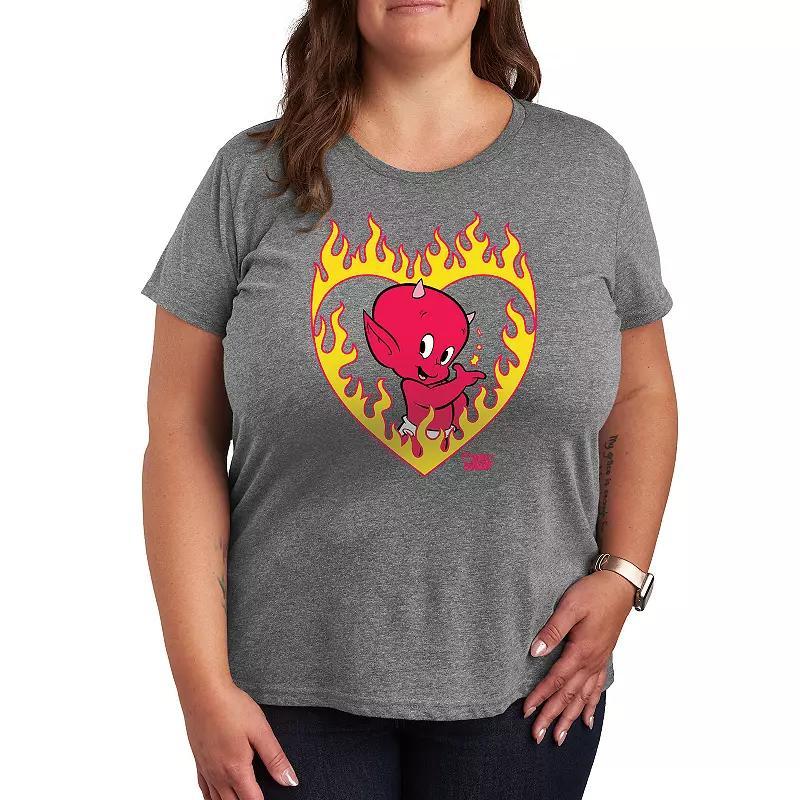 Plus Mushroom Heart Graphic Tee, Womens Grey Gray Product Image