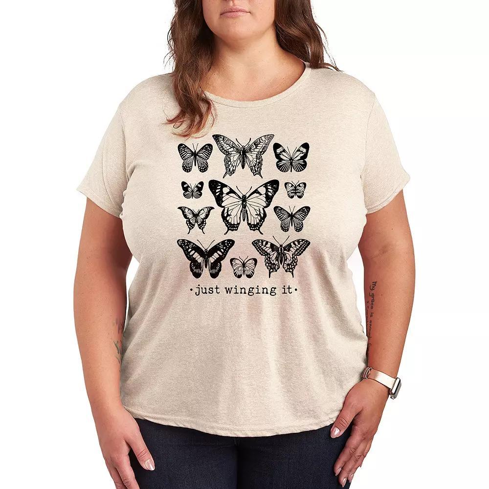 Plus Just Winging It Butterflies Graphic Tee, Women's,  Product Image