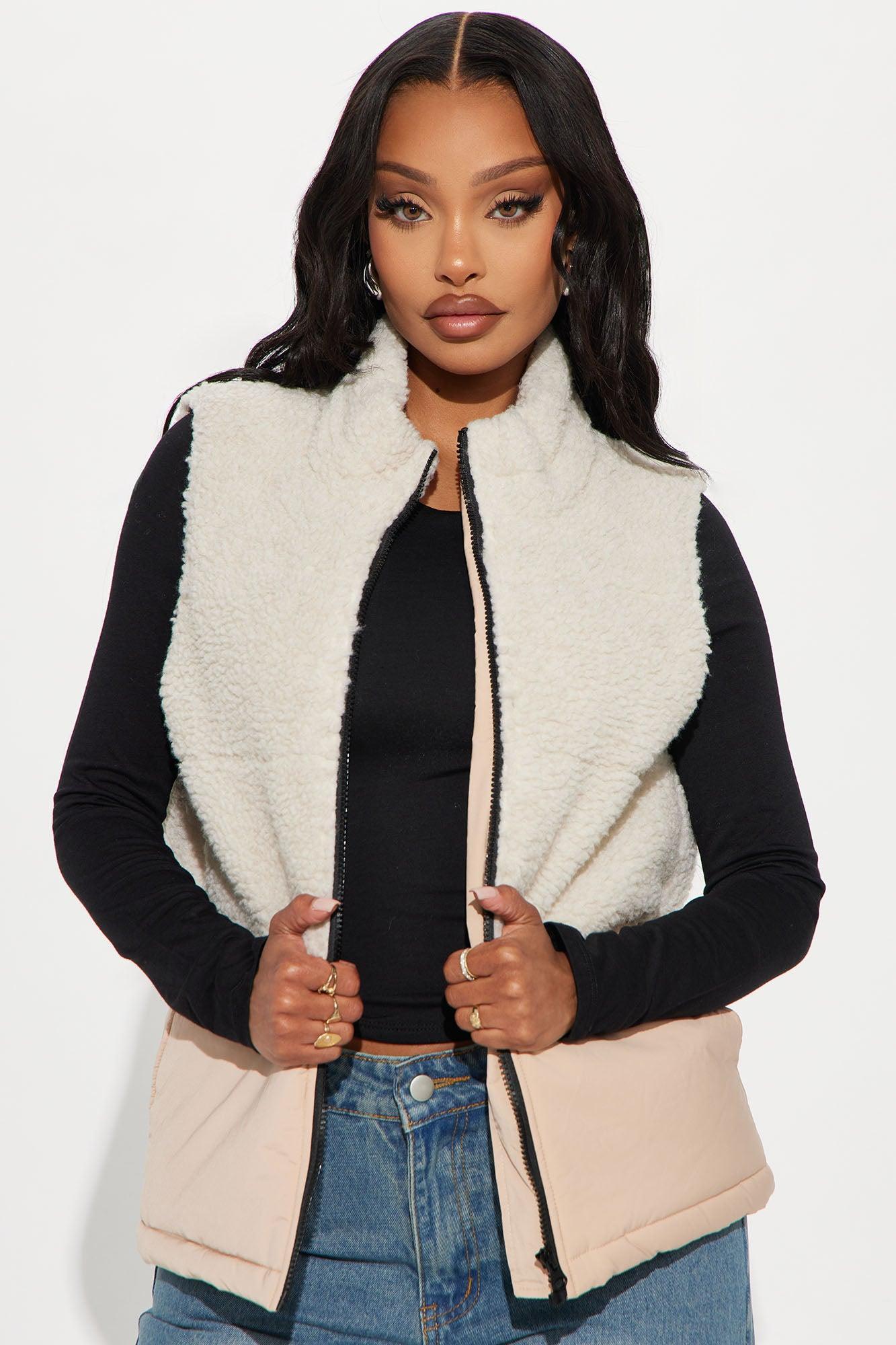 Find Me In The Clouds Sherpa Vest - Tan Female Product Image