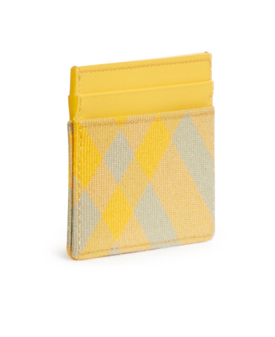 BURBERRY Checked Leather Cardholder In Yellow Product Image