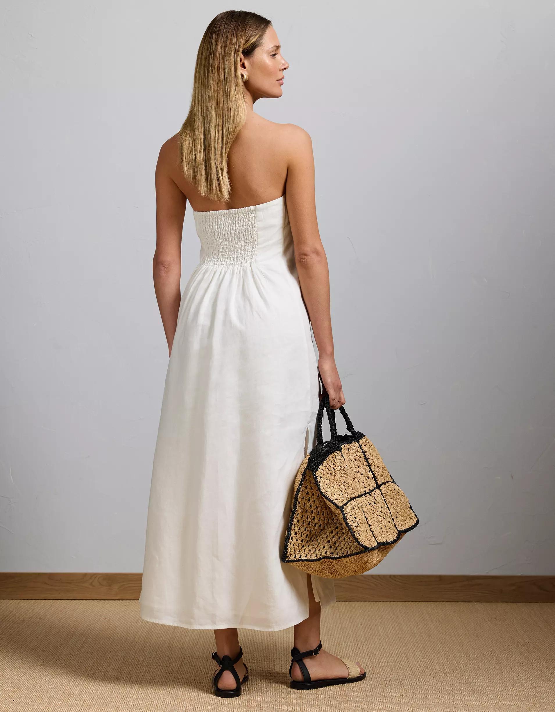 AE77 Premium Strapless Linen Midi Dress Product Image