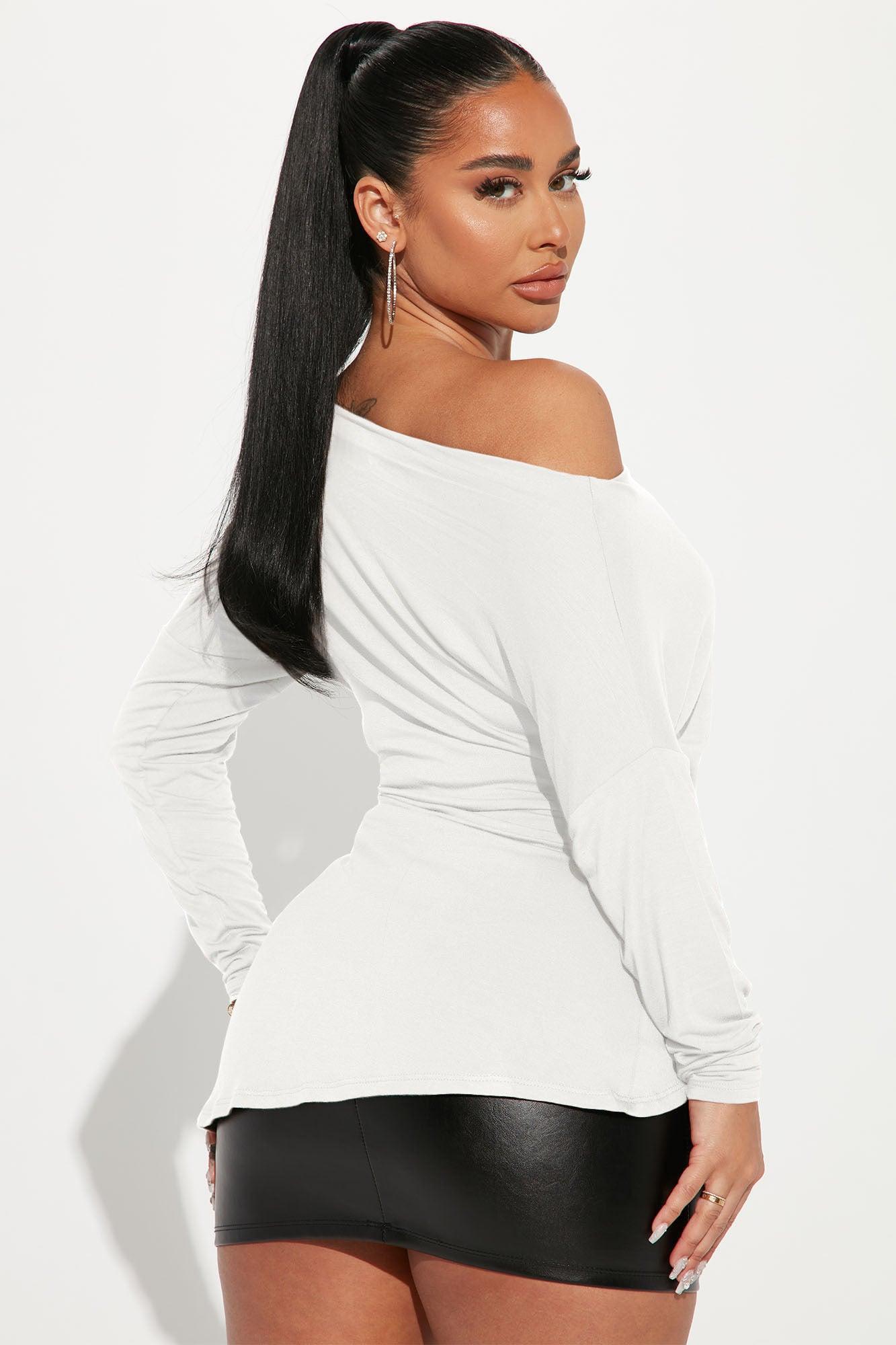 Simply Perfect Long Sleeve Off Shoulder Top - Ivory Product Image