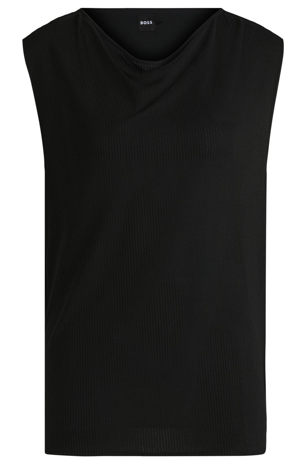 Sleeveless T-shirt with ribbed front Product Image