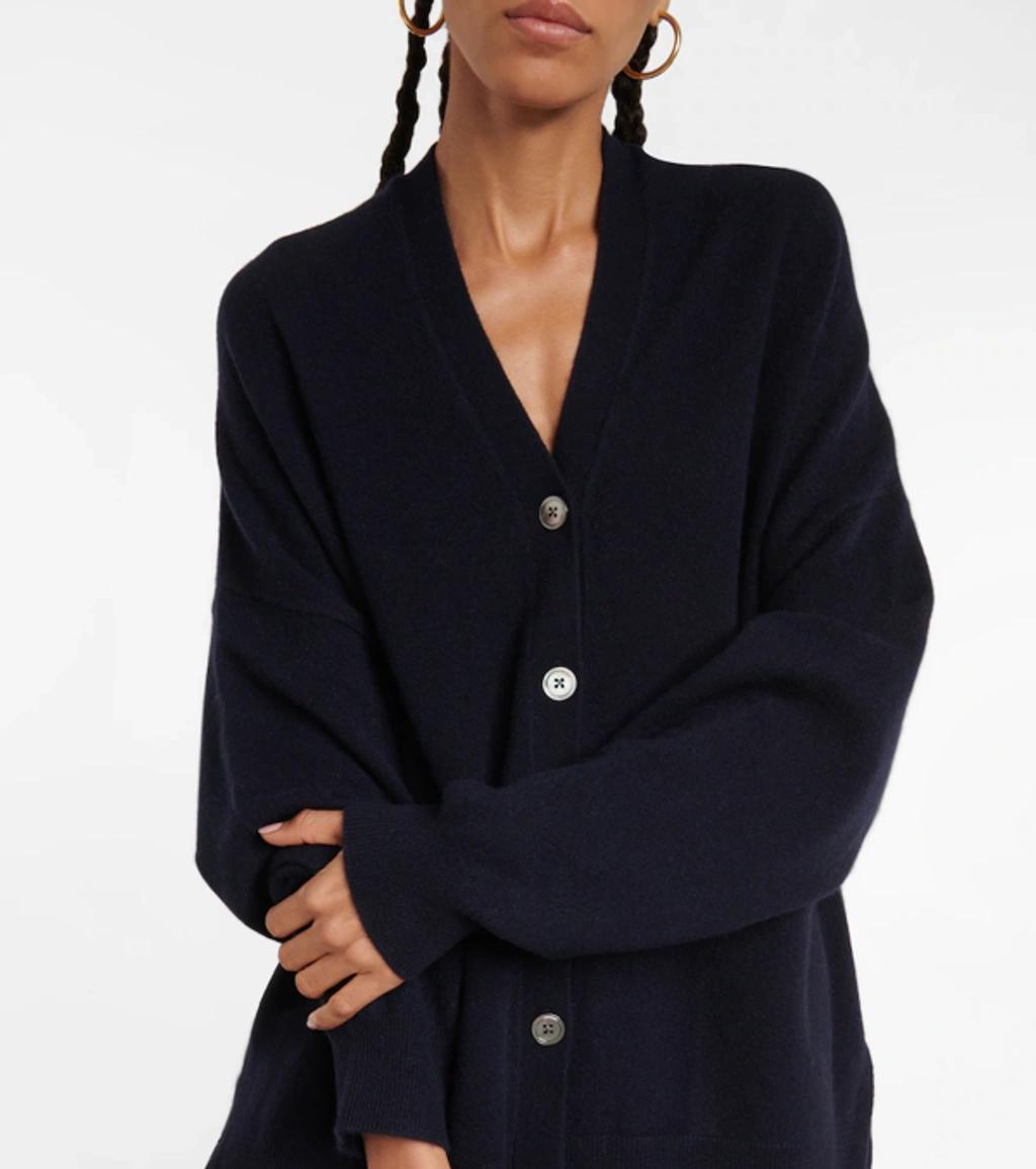 EXTREME CASHMERE Tokyo Cashmere Drop Shoulder Ribbed Cardigan In Black Product Image