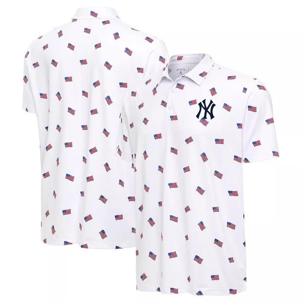 Men's Antigua White New York Yankees  Americana Polo, Size: Medium Product Image