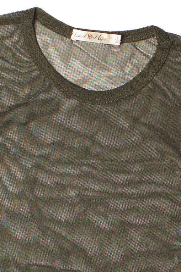 Mesh Crew Neck Long Sleeve Top Product Image