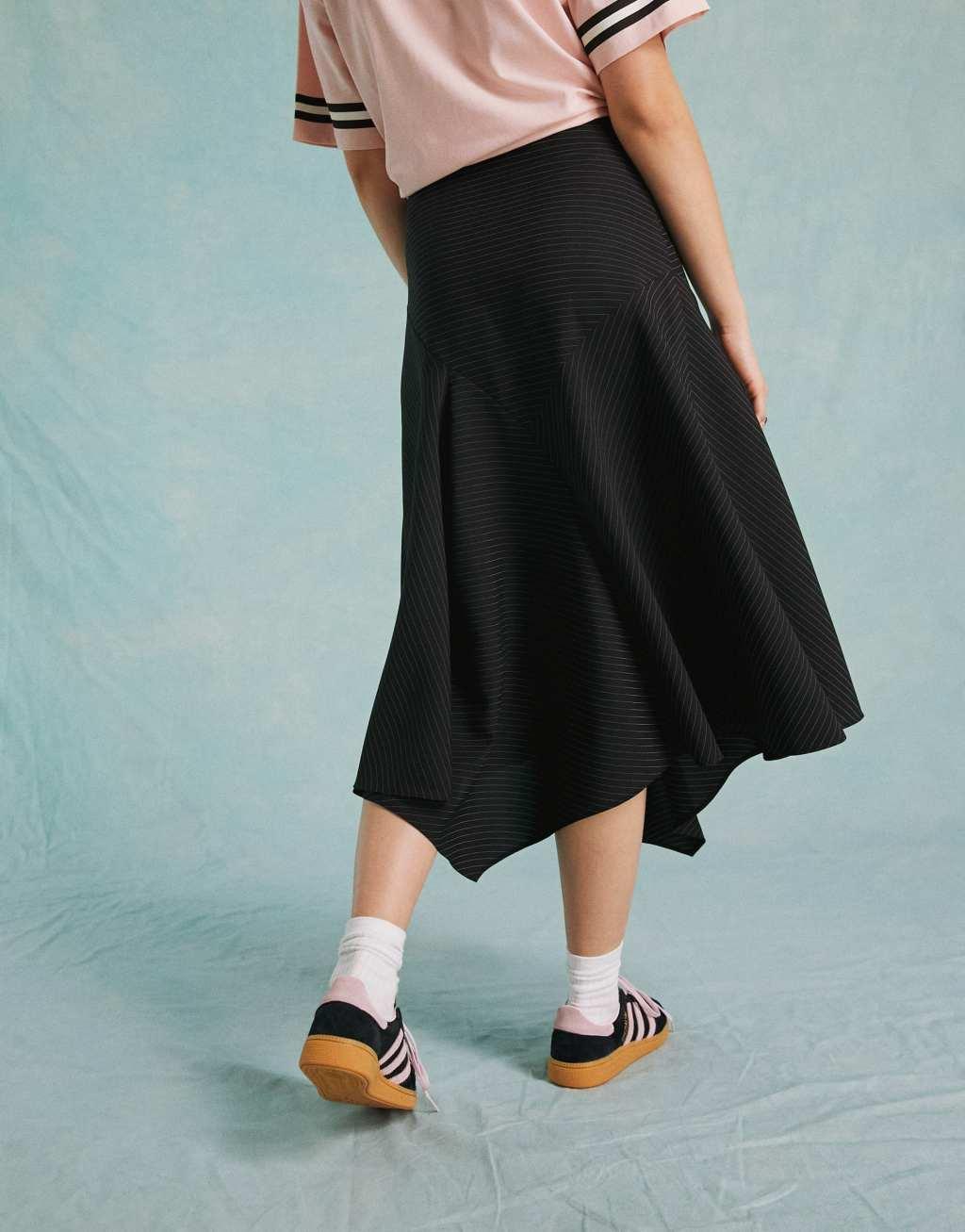 Miss Selfridge tailored asymmetric hem midi skirt Product Image