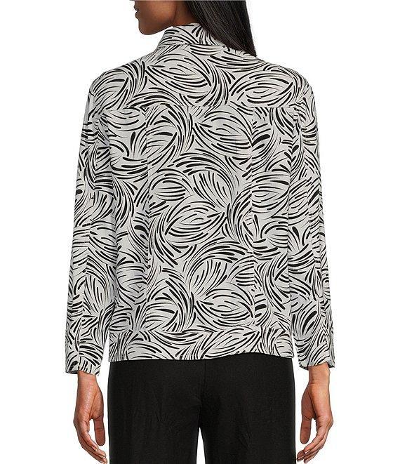 Allison Daley 3/4 Sleeve Point Collar Button Front Linen Blend Jacket Product Image