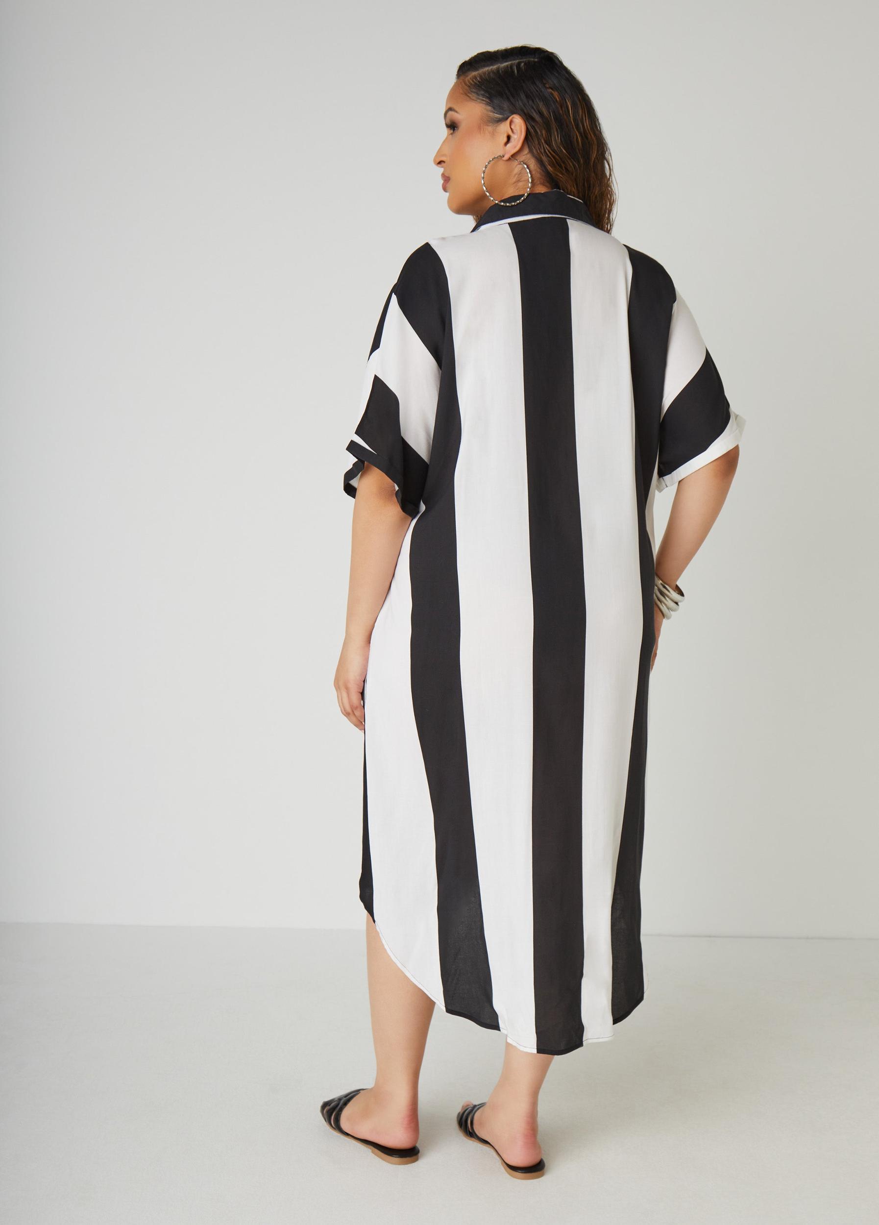 Striped Hi Low Shirtdress Product Image