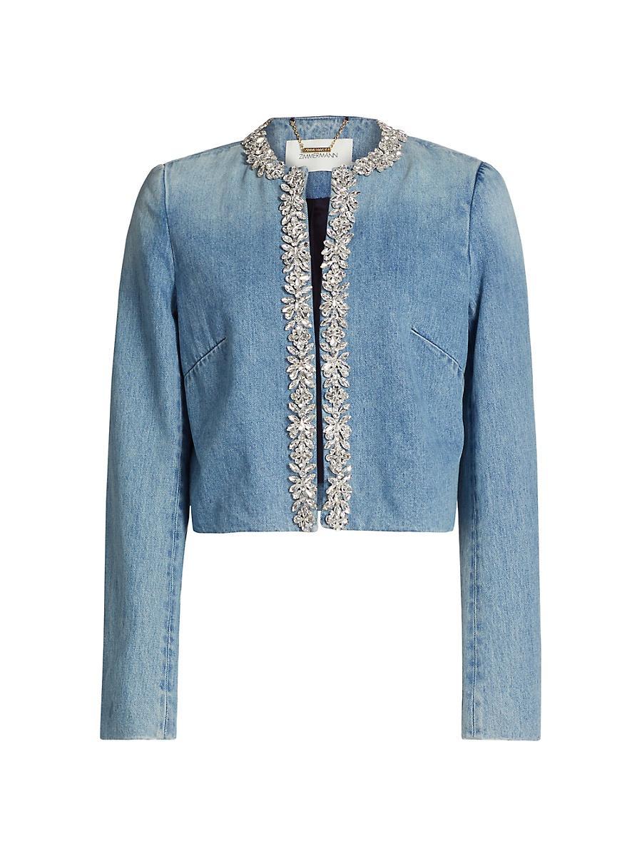 Womens Crush Embellished Denim Jacket Product Image