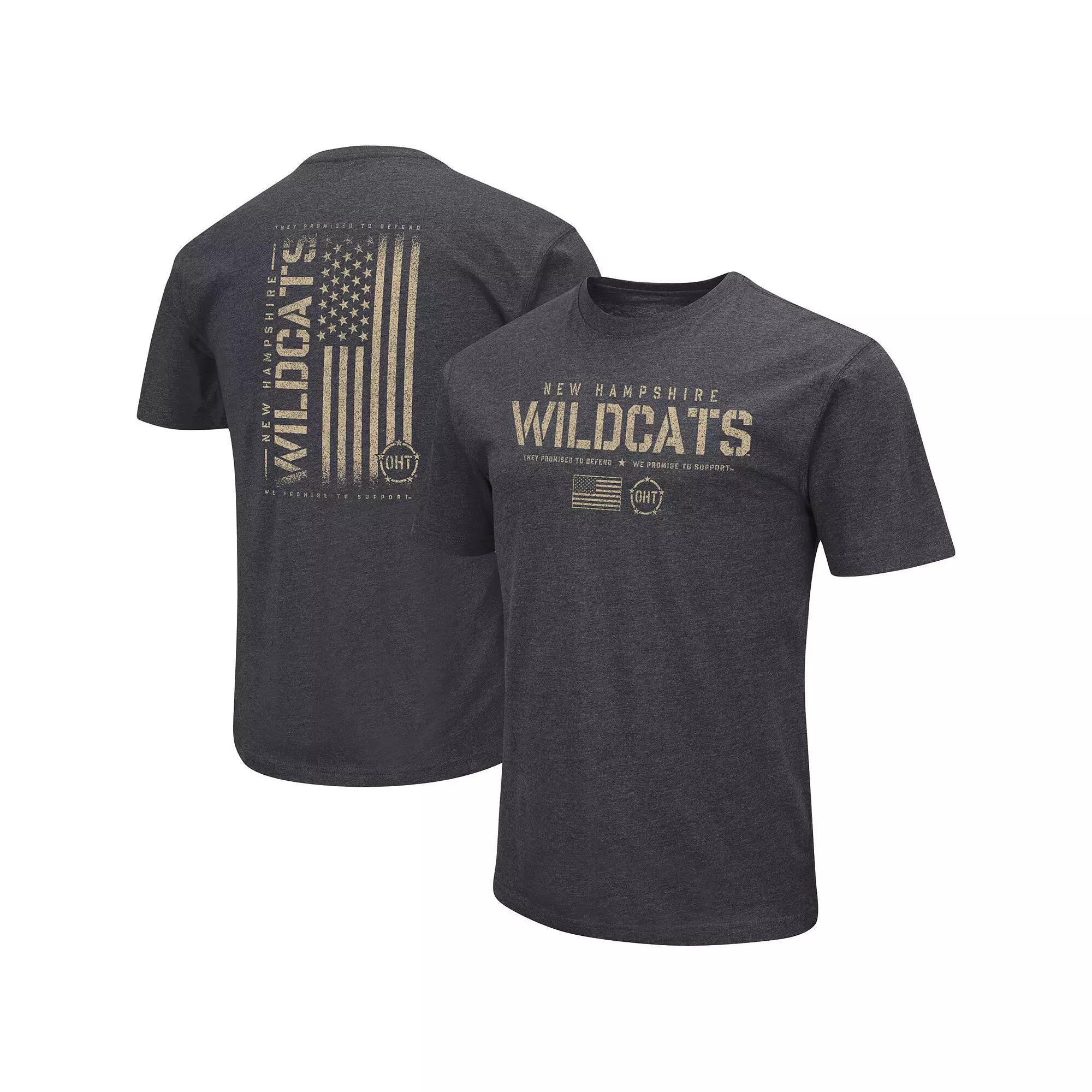 Men's Colosseum Heather Black New Hampshire Wildcats OHT Military Appreciation Flag 2.0 T-Shirt,  Product Image
