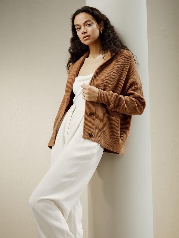 Wool-Cashmere Blend Shawl Collar Cardigan Product Image