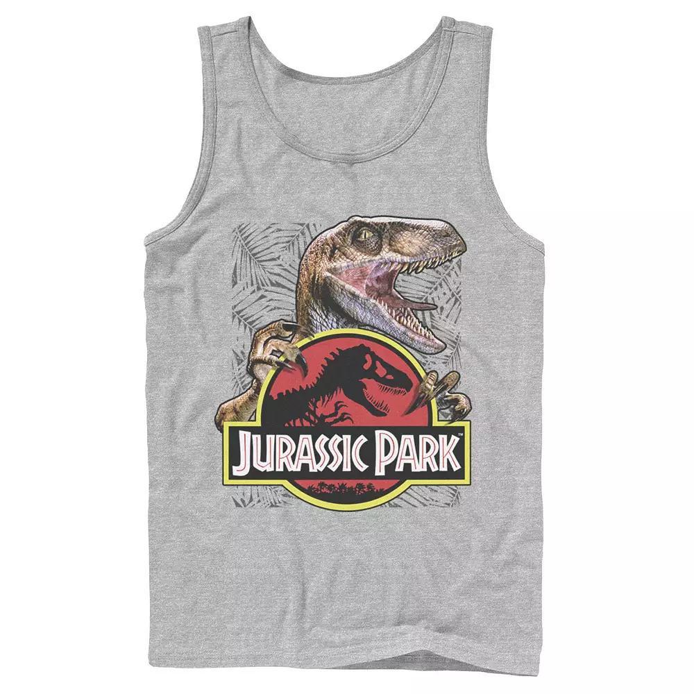 Men's Jurassic Park Raptor Holding Colored Logo Tank Top,  Product Image
