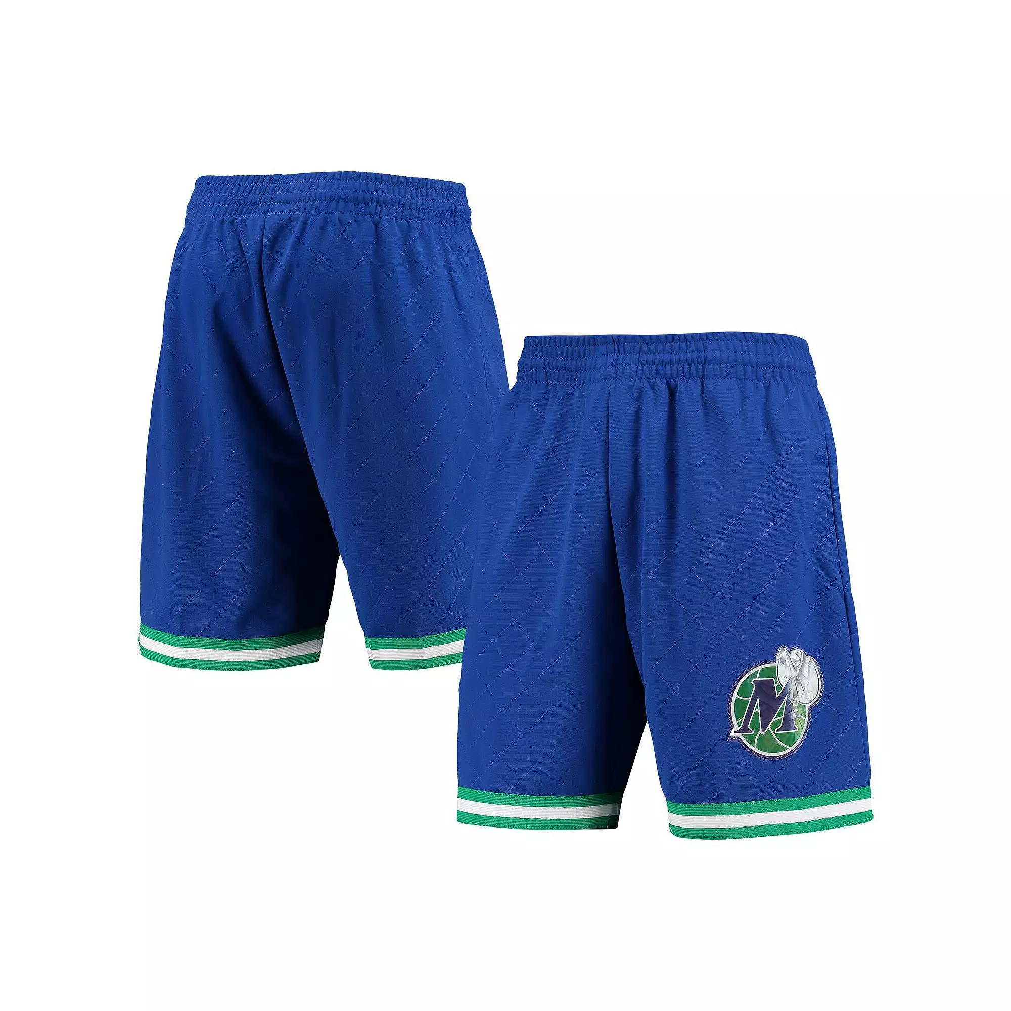 Men's Mitchell & Ness Blue Dallas Mavericks 1998 Hardwood Classics 75th Anniversary Swingman Shorts, Size: Large Product Image