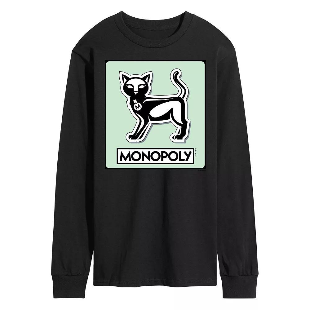 Men's Monopoly Cat Game Token Long Sleeve Graphic Tee, Size: Medium, Gray Product Image