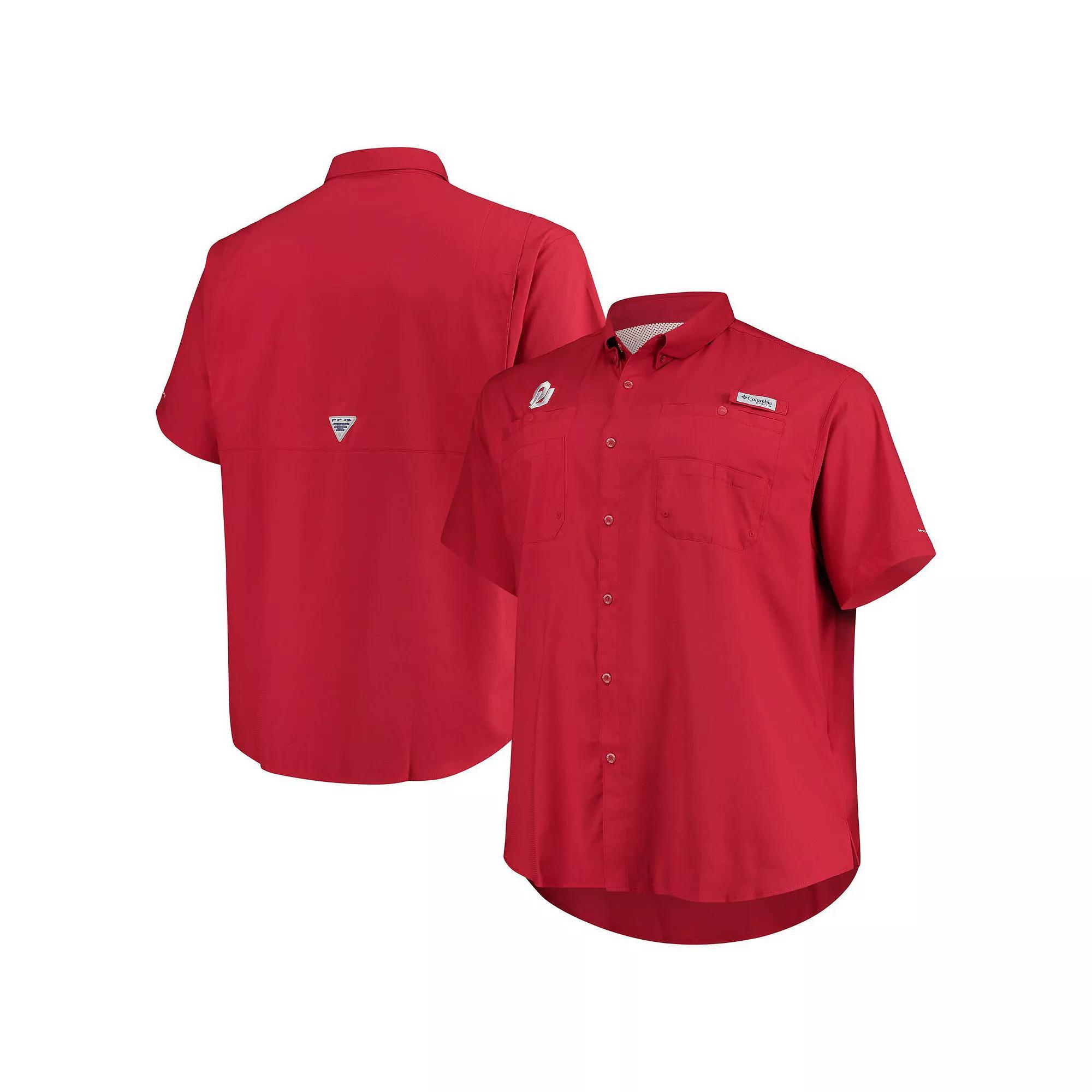 Men's Columbia Crimson Oklahoma Sooners Big & Tall Tamiami Omni-Shade Button-Down Shirt,  Product Image