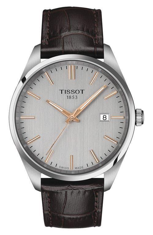 Tissot Mens Classic Collection Pr 100 Brown Leather Strap Watch Product Image