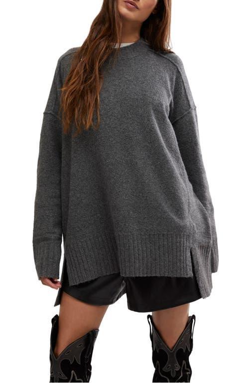 FREE PEOPLE Phoebe High-low Tunic Sweater In Dark Heather Grey Product Image