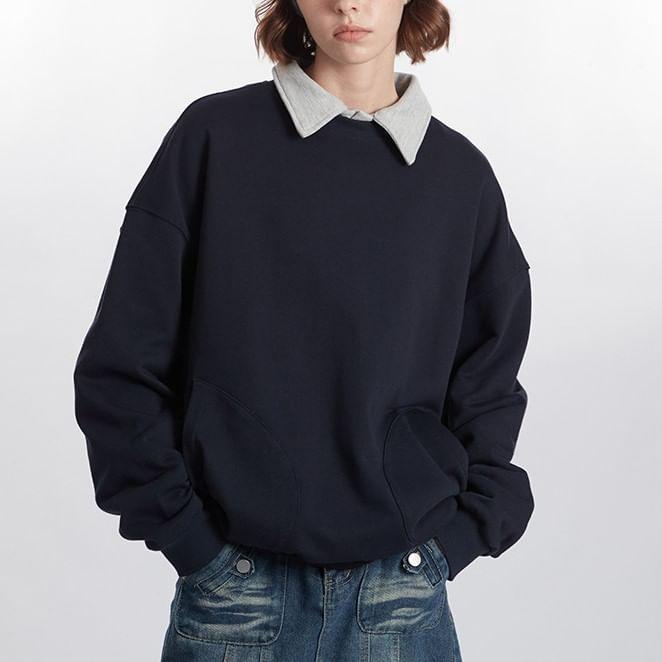 Round Neck Plain Pullover Product Image