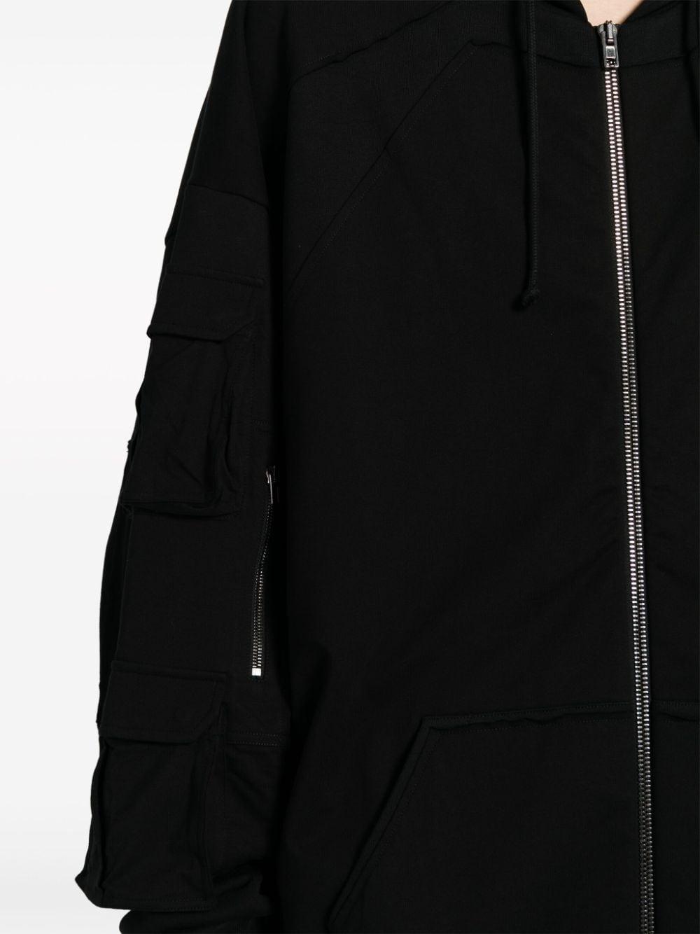 Logo-embroidered Zip-up Hooded Jacket In Schwarz Product Image