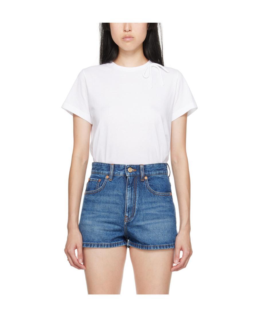 VALENTINO Bow-detail Cotton T-shirt In White Product Image