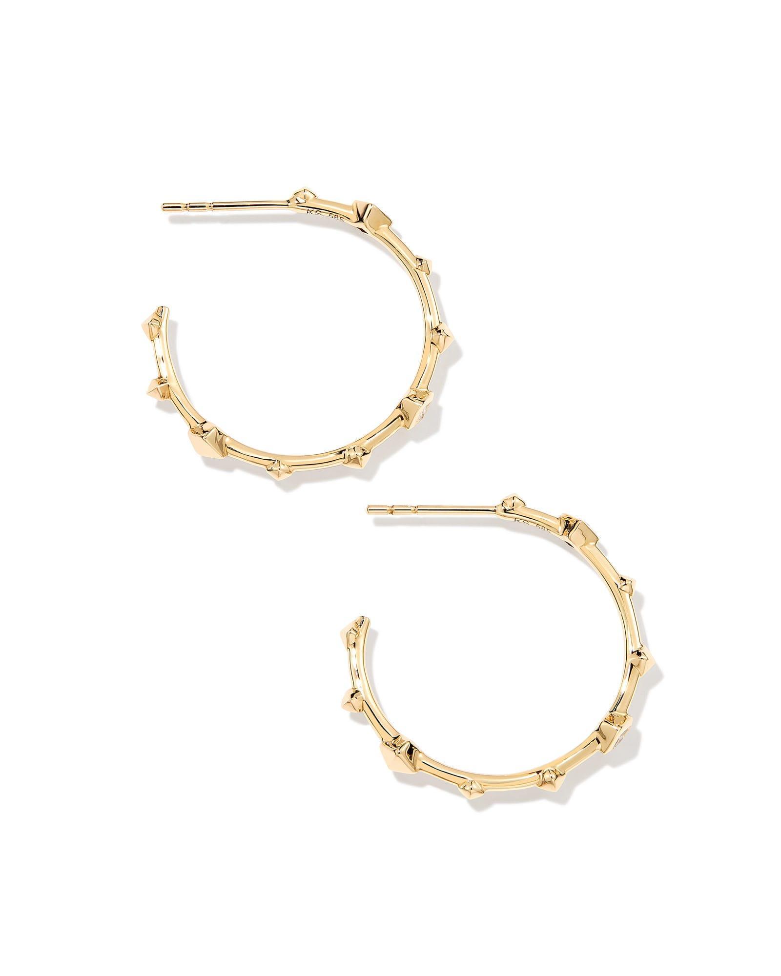 Michelle 14k Yellow Gold Huggie Earrings in White Diamond Product Image