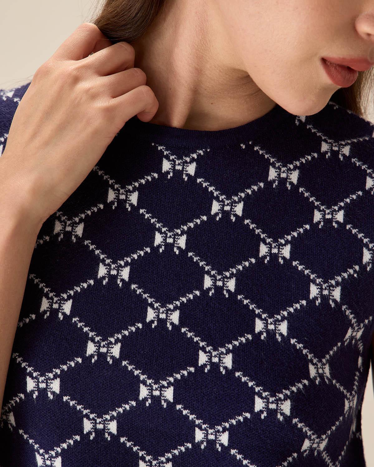 Blue Geometric Knit Tank Top Product Image