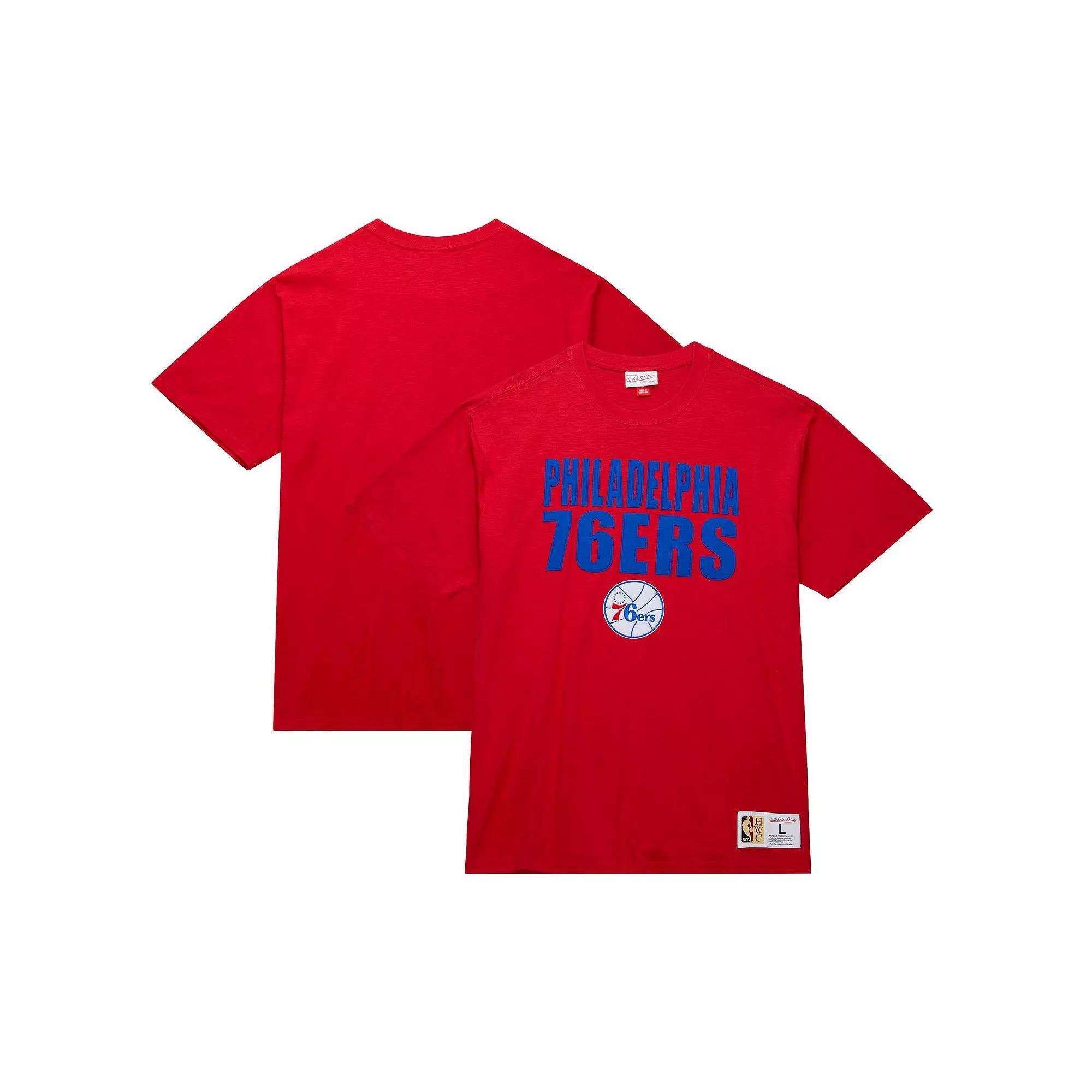 Men's Mitchell & Ness Red Philadelphia 76ers Hardwood Classics Legendary Slub T-Shirt,  Product Image