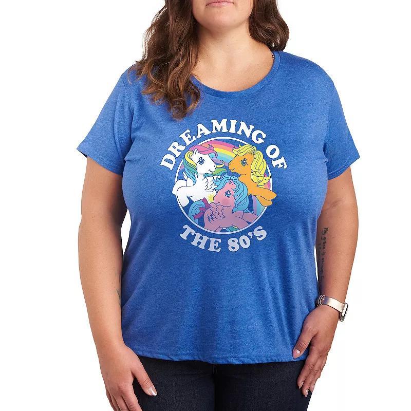 Plus My Little Pony Dreaming Of The 80s Graphic Tee, Womens Grey Blue Product Image