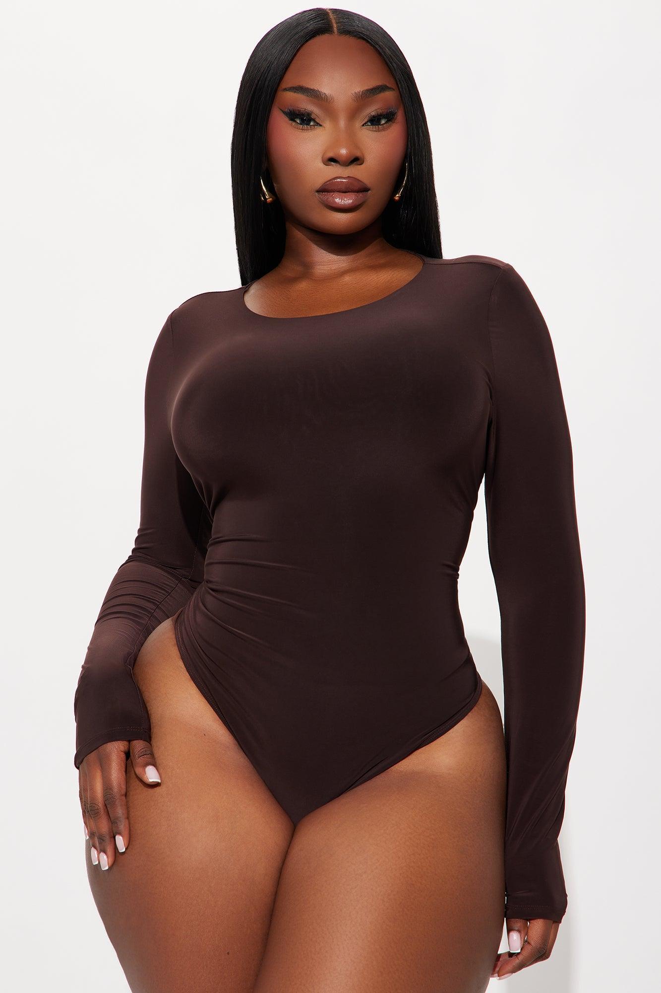 Breezy Double Lined Long Sleeve Bodysuit - Chocolate Female Product Image