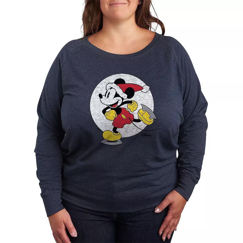 Disney's Mickey Mouse Plus Size Skating French Terry Long Sleeve Tee, Women's, Size: 1XL, Grey Blue Product Image