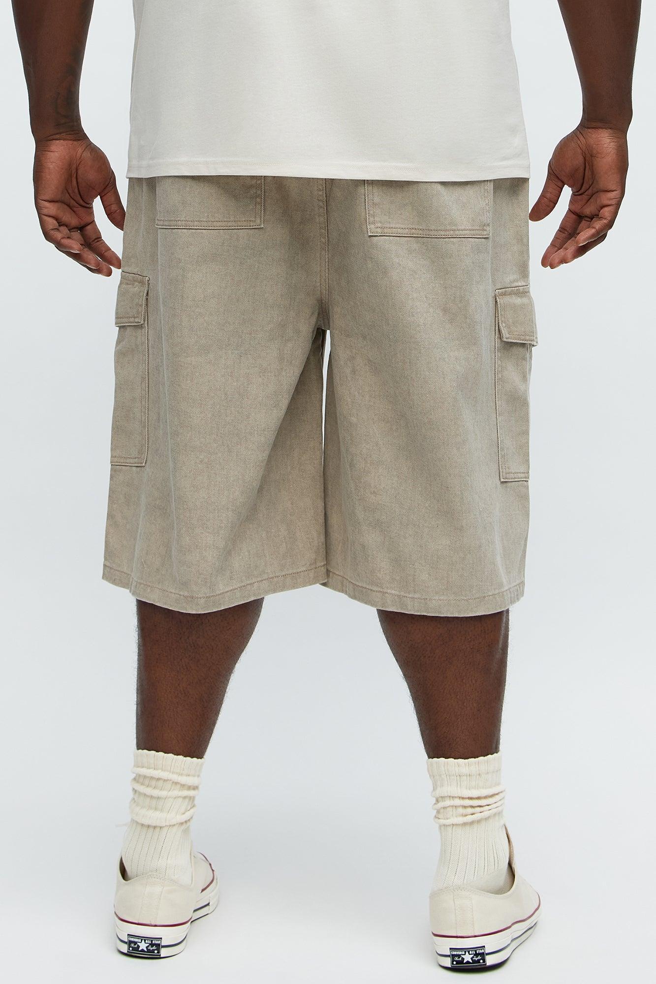 Long Cargo Relaxed Shorts - Khaki Male Product Image
