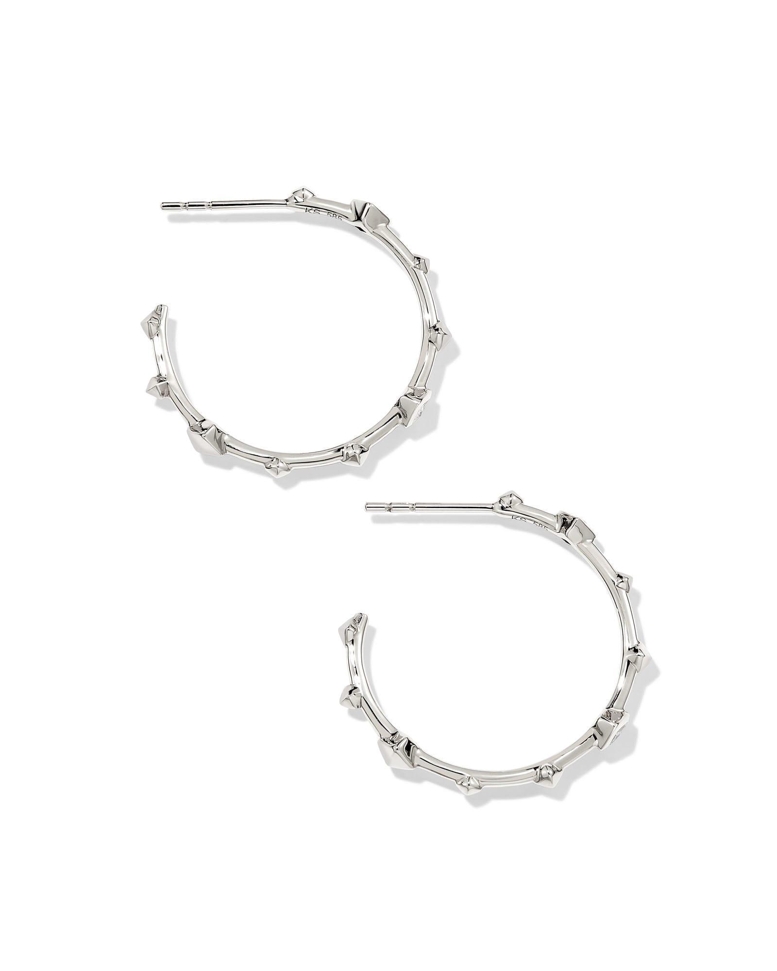 Michelle 14k Yellow Gold Hoop Earrings in White Diamond Product Image