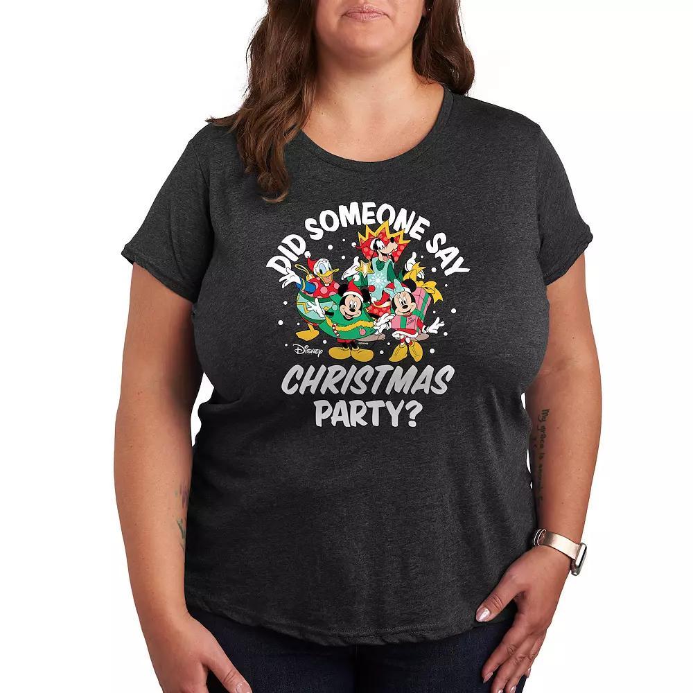 Disney's Mickey Mouse & Friends Plus Christmas Party Graphic Tee, Women's, Size: 4XL, Heather Grey Product Image