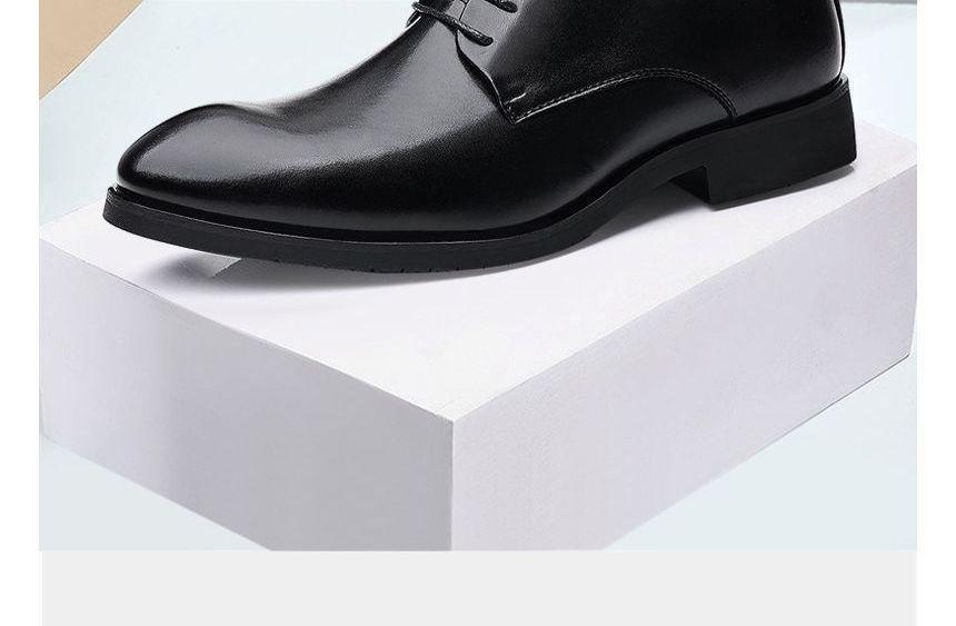 Faux Leather Pointed Lace-Up Derby Shoes Product Image