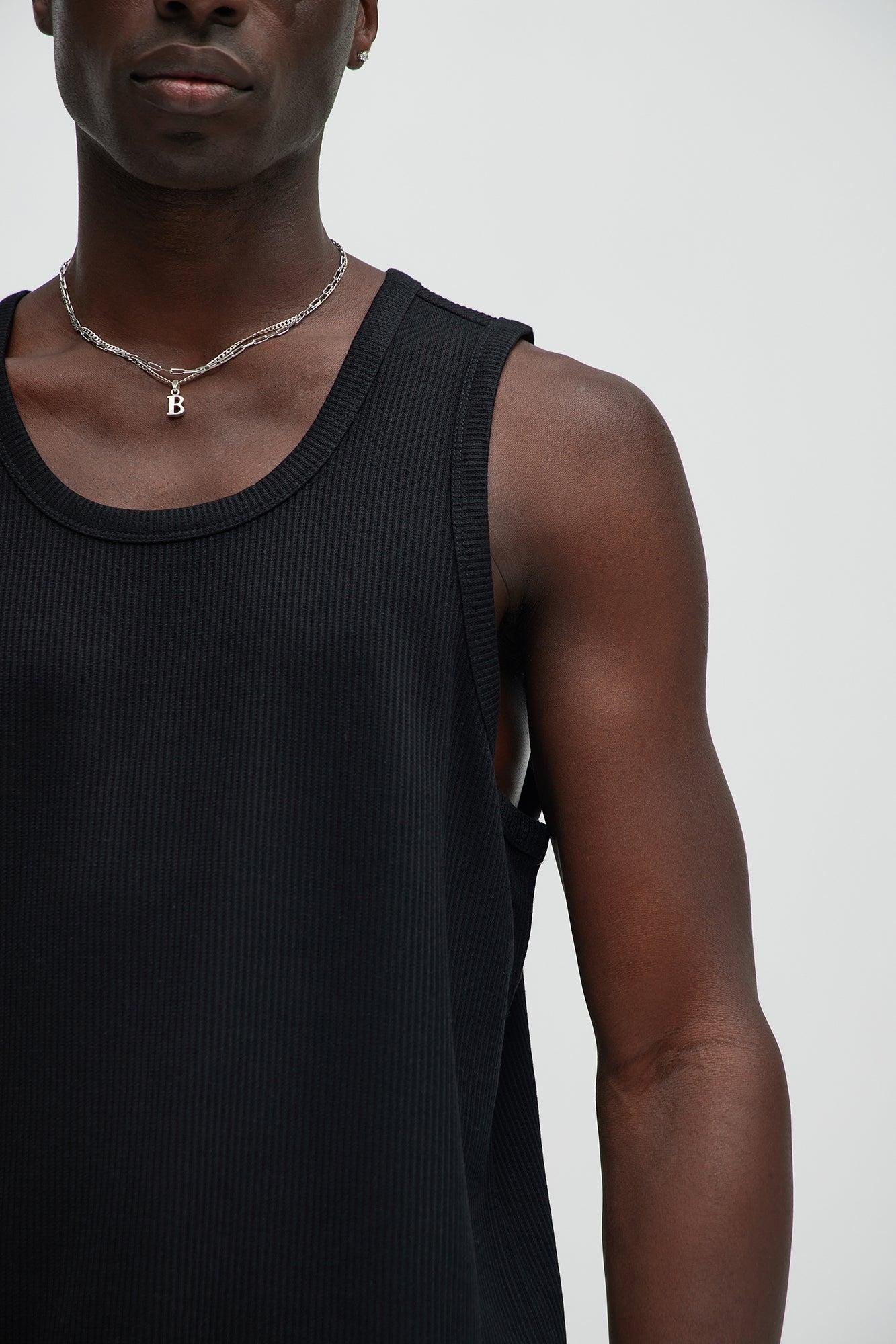 Kalel Textured Tank Top - Black Product Image