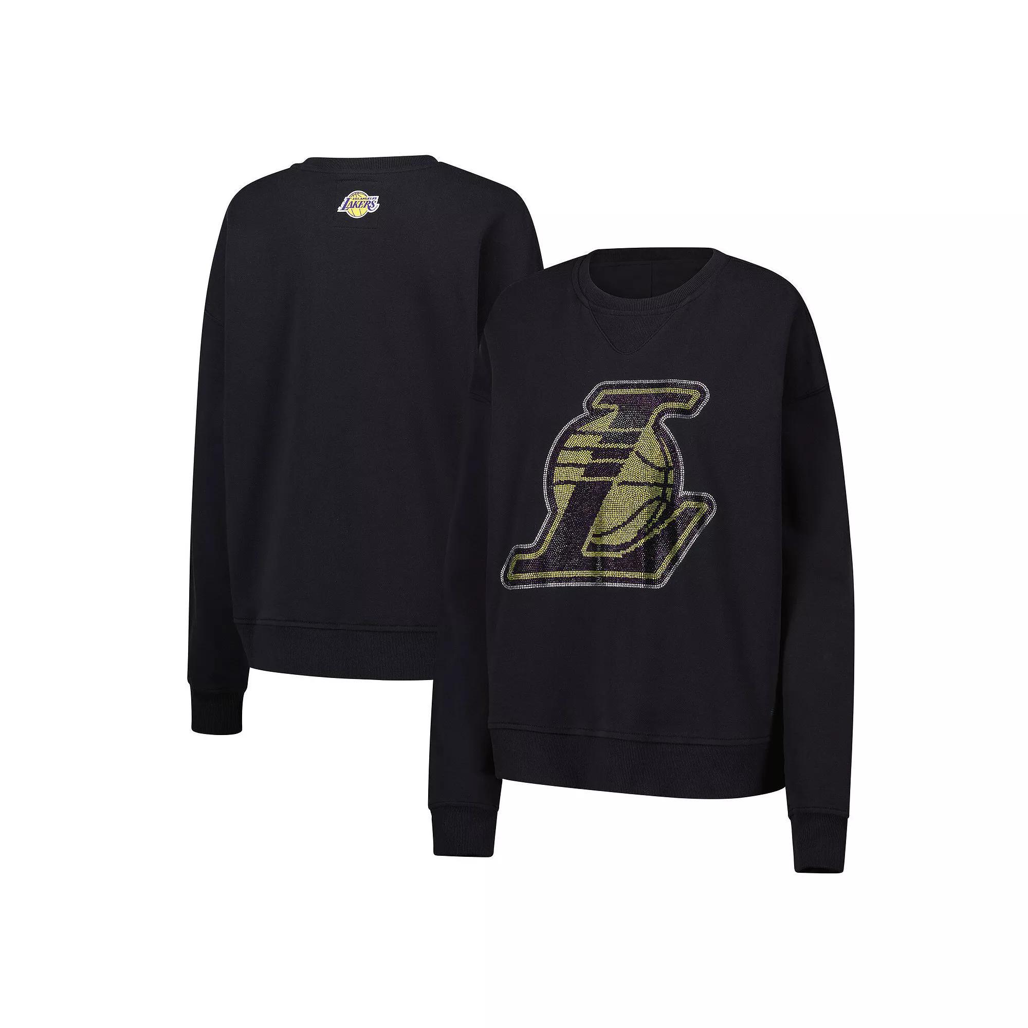 Women's Terez Black Los Angeles Lakers Gemstone Logo Pullover Sweatshirt, Size: Large Product Image