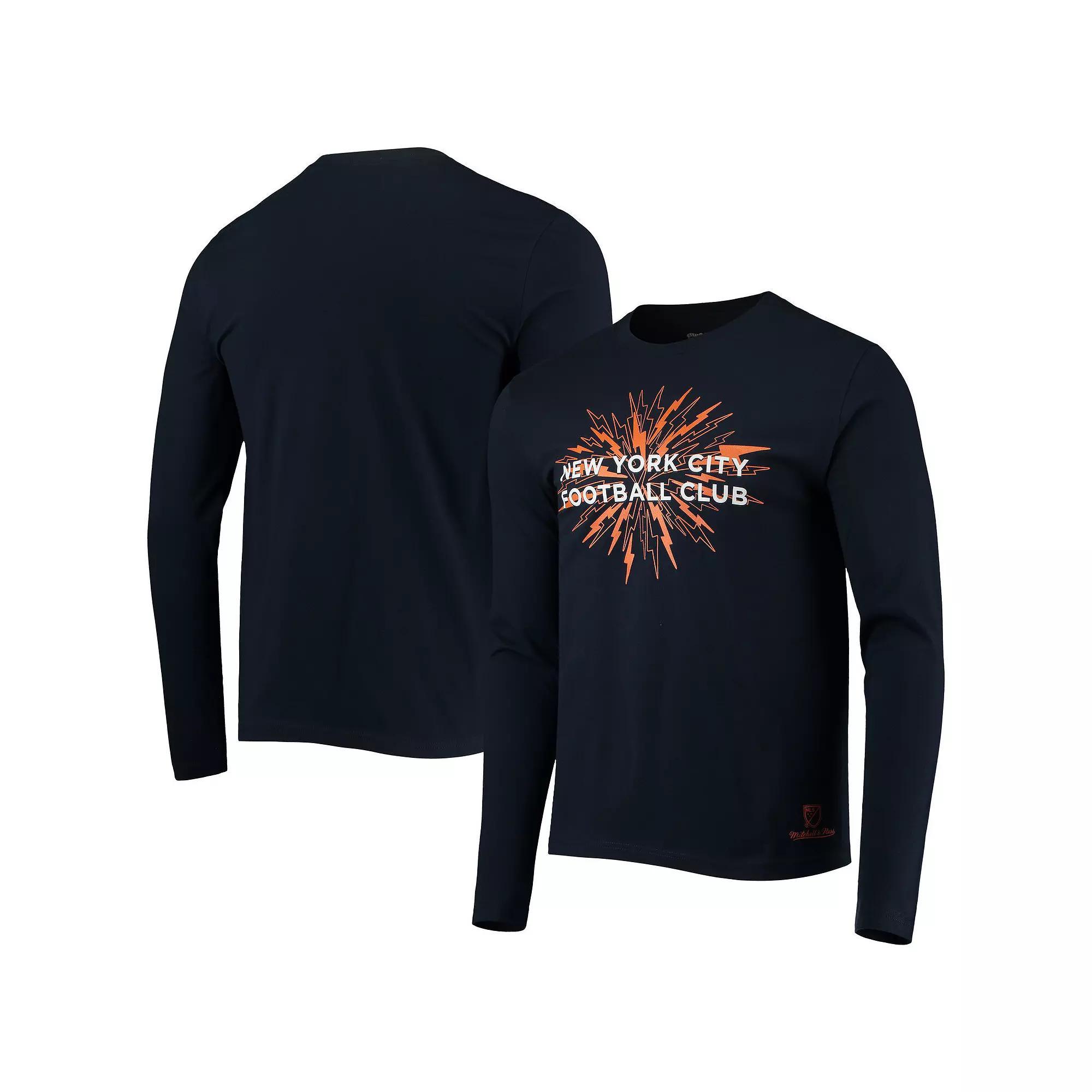 Men's Mitchell & Ness Navy New York City FC For The City Long Sleeve T-Shirt,  Product Image