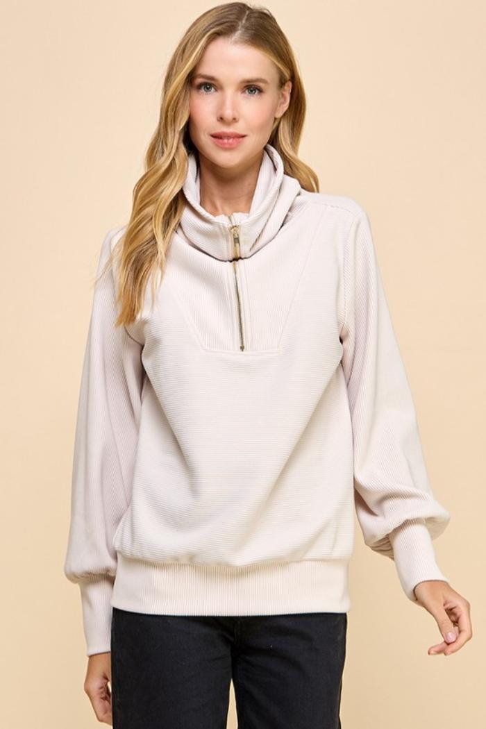 1/4 Zip Ribbed Pullover Product Image