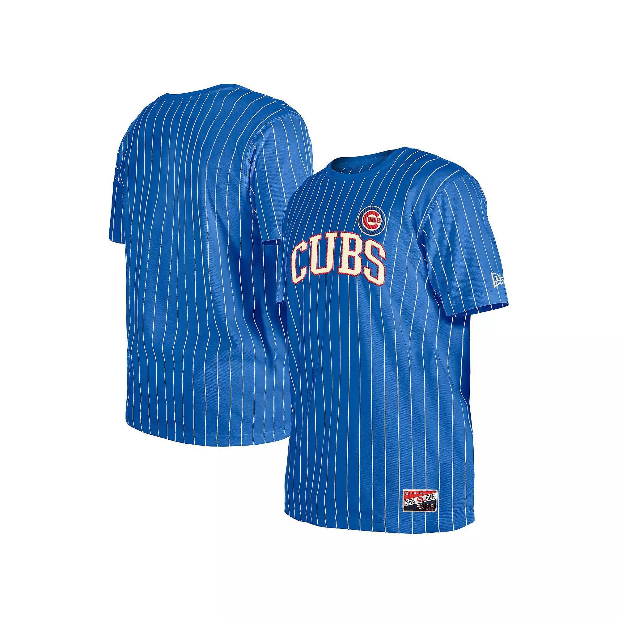 Men's New Era Royal Chicago Cubs Throwback Pinstripe T-Shirt,  Product Image