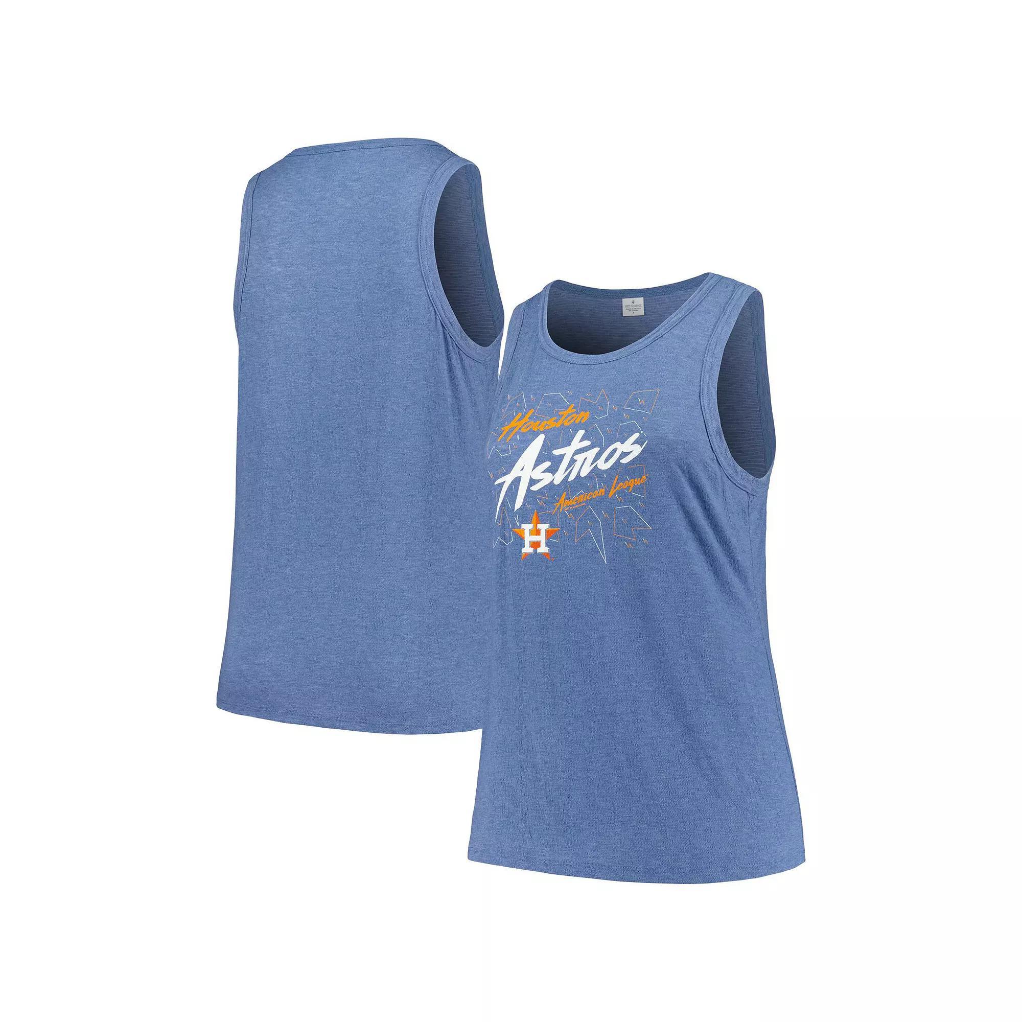Women's Soft as a Grape Navy Houston Astros Plus Size Curvy High Neck Tri-Blend Tank Top, Size: 1XL, Blue Product Image