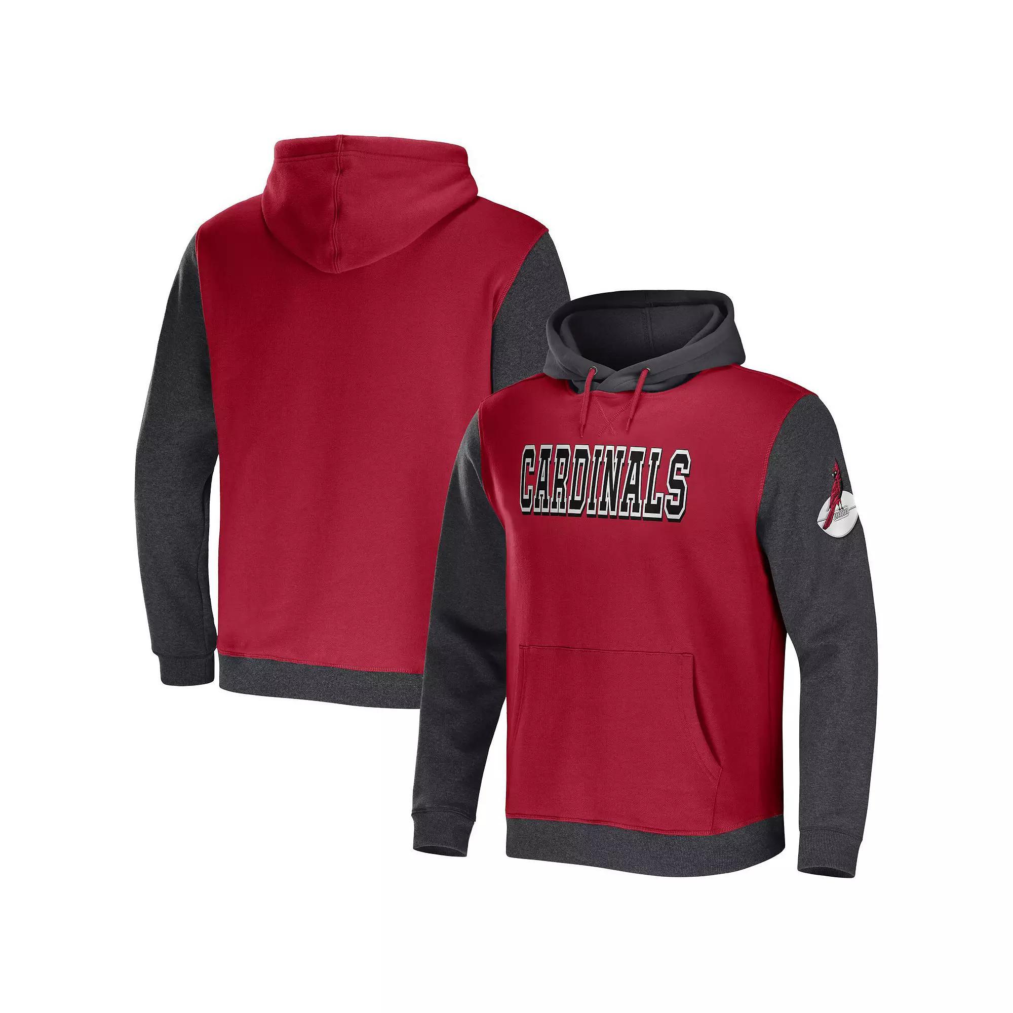 Men's NFL x Darius Rucker Collection by Fanatics Cardinal/Charcoal Arizona Cardinals Colorblock Pullover Hoodie, Size: 2XL, Red Product Image