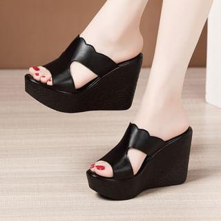 Cutout Platform Wedge Slide Sandals Product Image