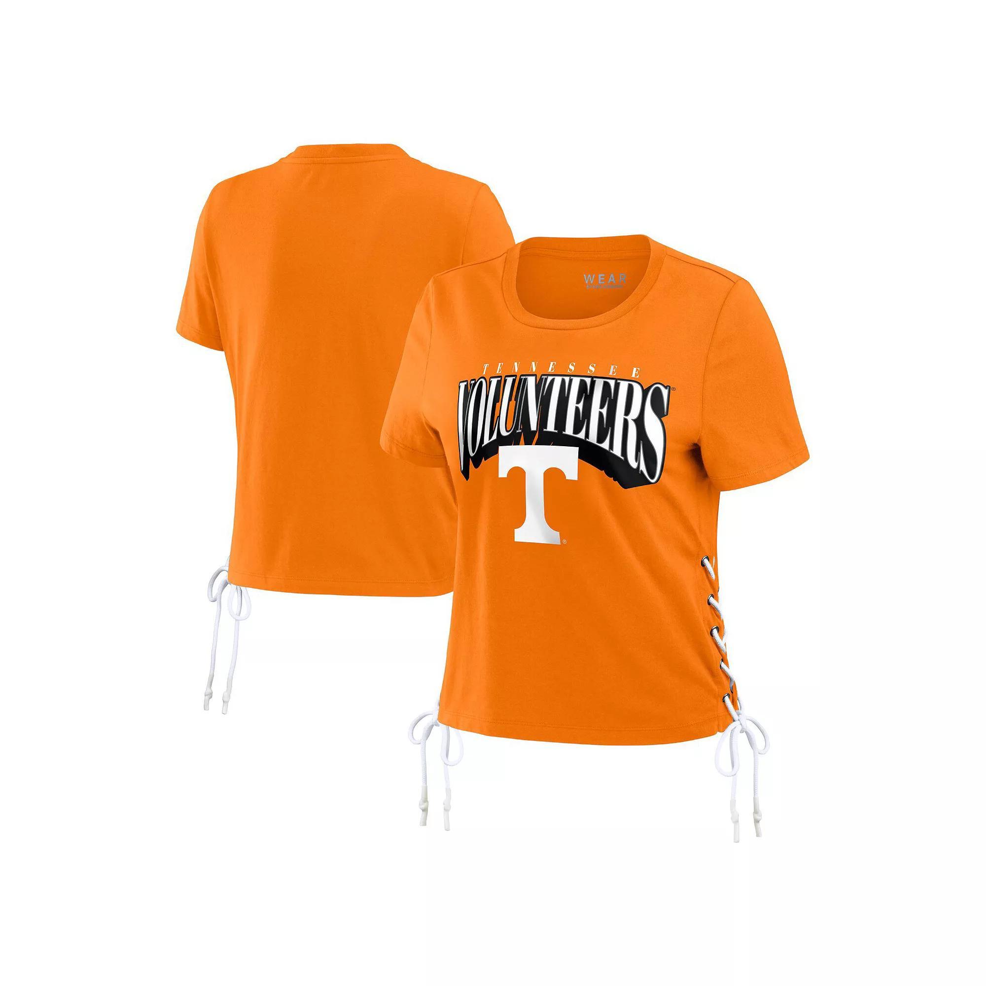Women's WEAR by Erin Andrews Tennessee Orange Tennessee Volunteers Side Lace-Up Modest Crop T-Shirt,  Product Image