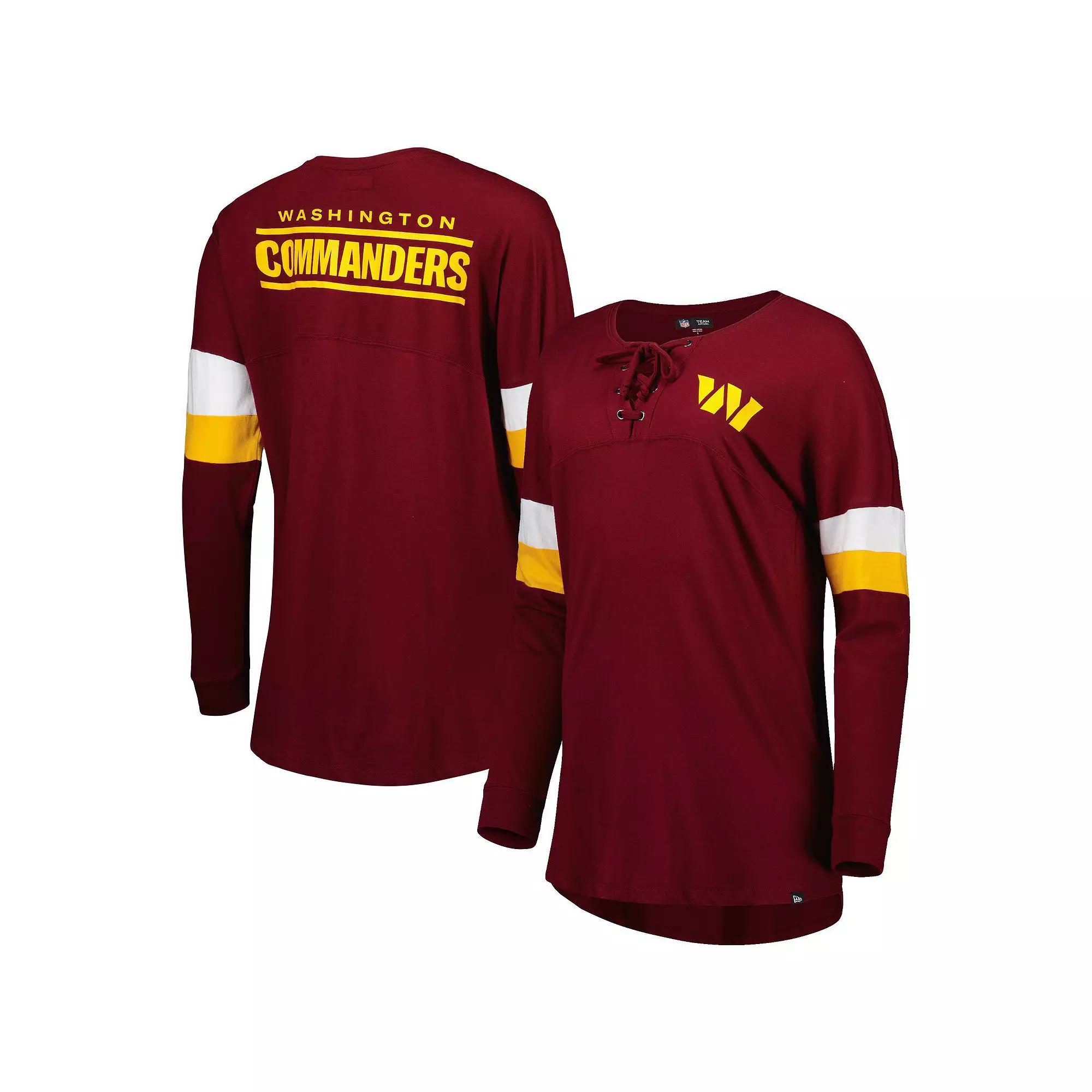 Womens New Era Burgundy Washington Commanders Athletic Varsity Lightweight Lace-Up Long Sleeve T-Shirt Product Image