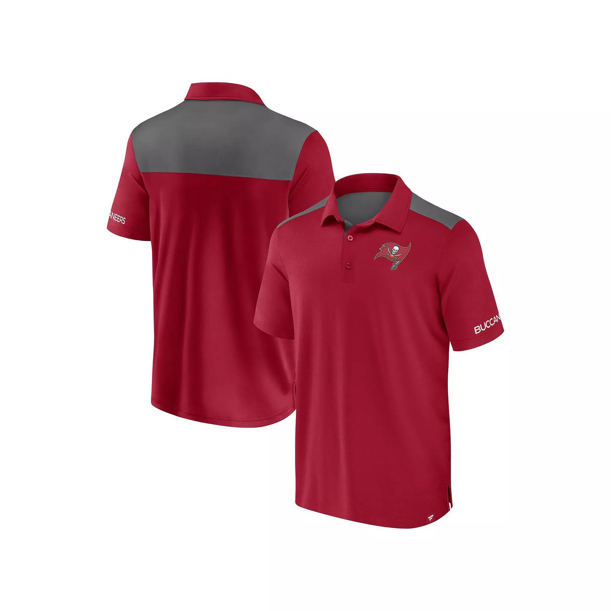 Men's Fanatics  Red/Pewter Tampa Bay Buccaneers Colorblock Polo, Size: Small Product Image