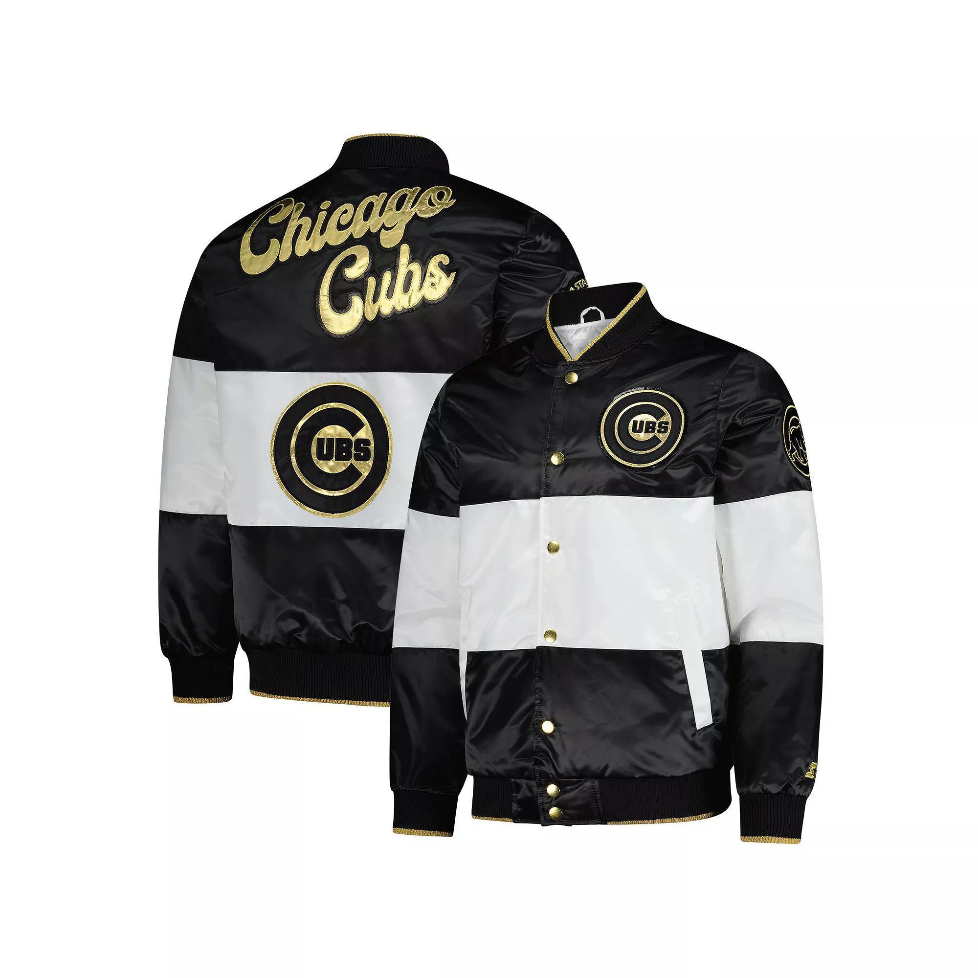 Men's Starter White Chicago Cubs Full-Snap Jacket, Size: Medium Product Image