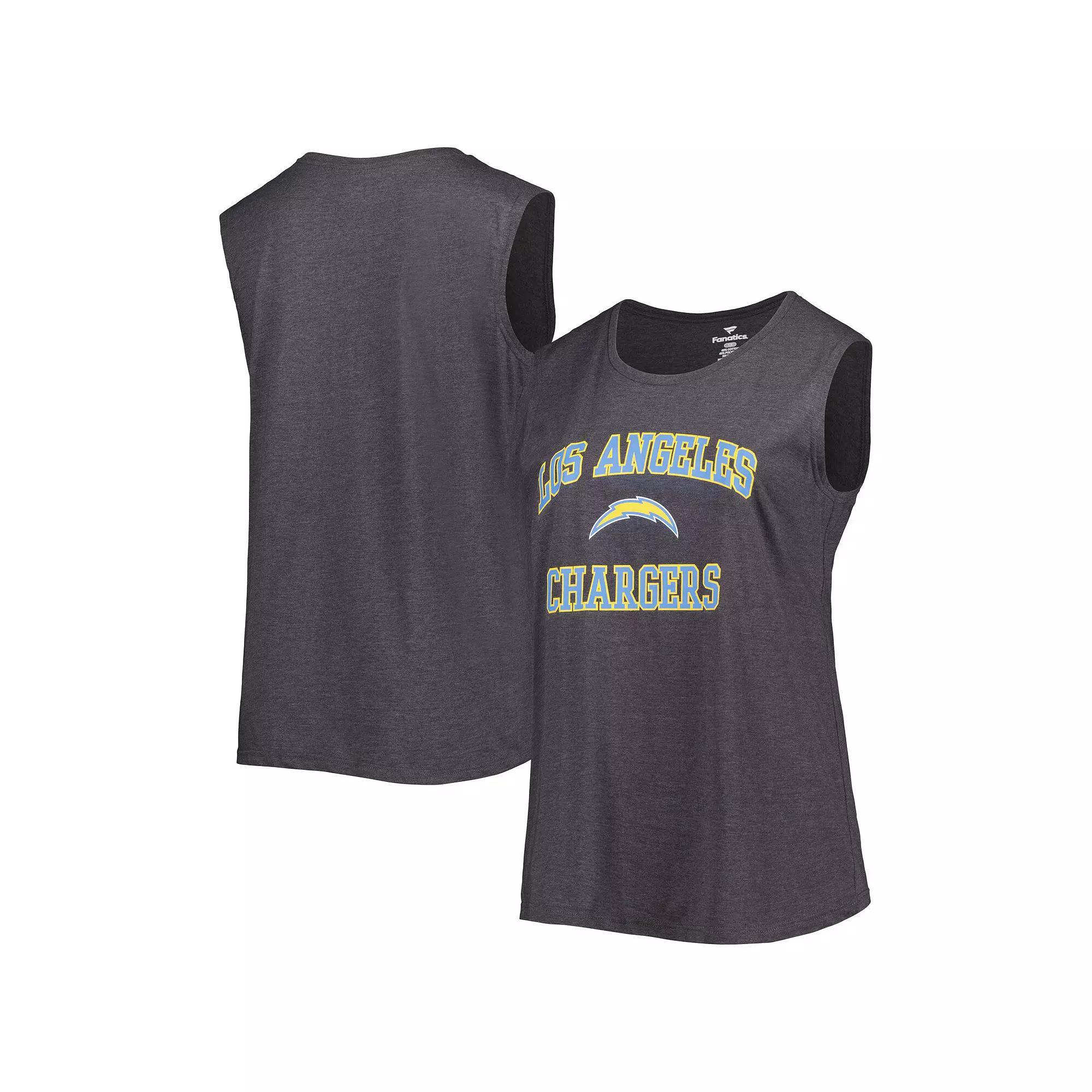 Women's Fanatics Branded Heather Charcoal Los Angeles Chargers Plus Size Tank Top, Size: 2XL Product Image