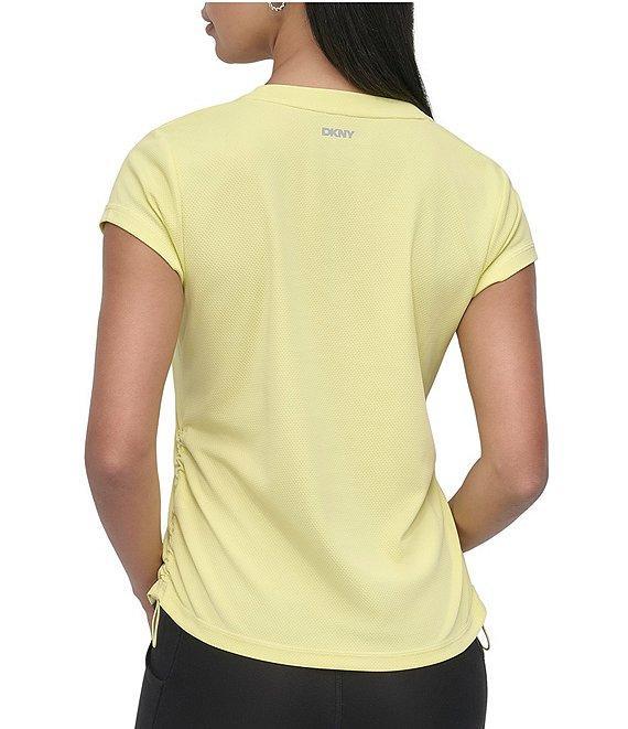 DKNY Sport by Donna Karan V Neck Short Sleeve Tech Ruched Side Seam Tee Product Image