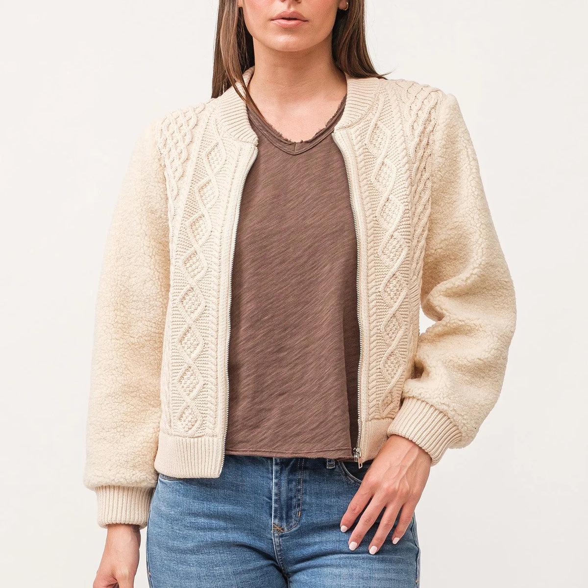 Erla Zip Front Cable Knit Jacket Product Image